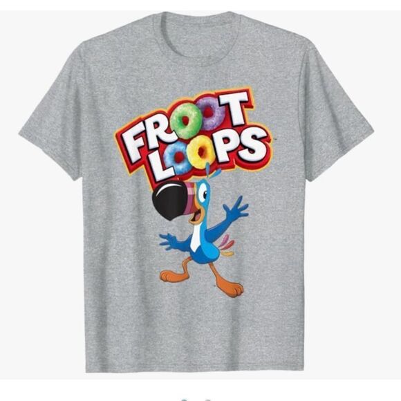 Kelloggs Froot Loops Toucan Sam CHARCOAL GRAY T-shirt M NWT IN PACKAGING - Picture 1 of 6